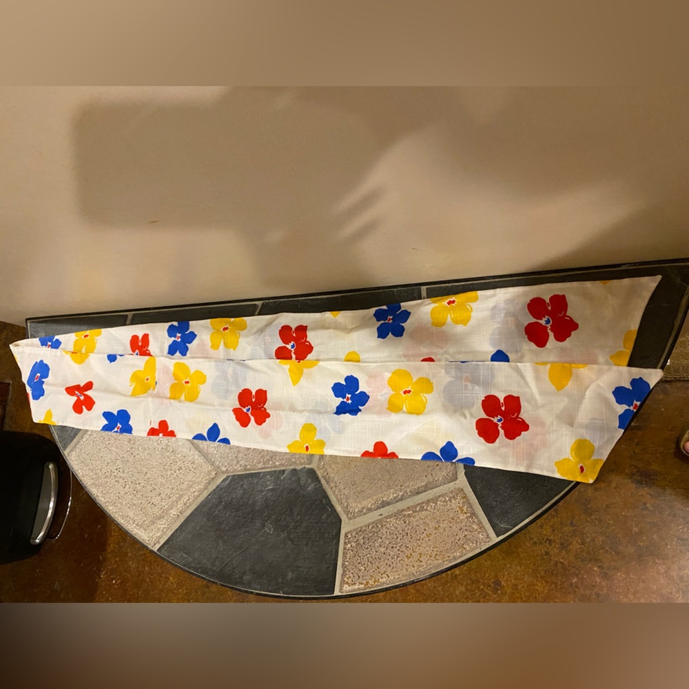 70s Hibiscus Floral Sash Belt 72”L Red Blue Yellow Vintage - Picture 2 of 2